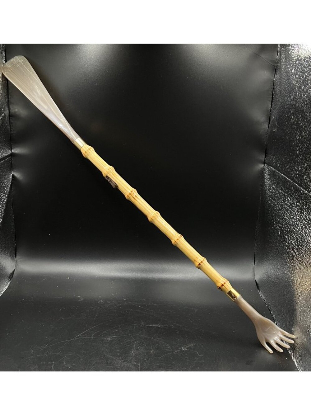 Vintage Faux Bamboo Wooden Handle Shoe Horn & Back Scratcher Made In Italy MCM